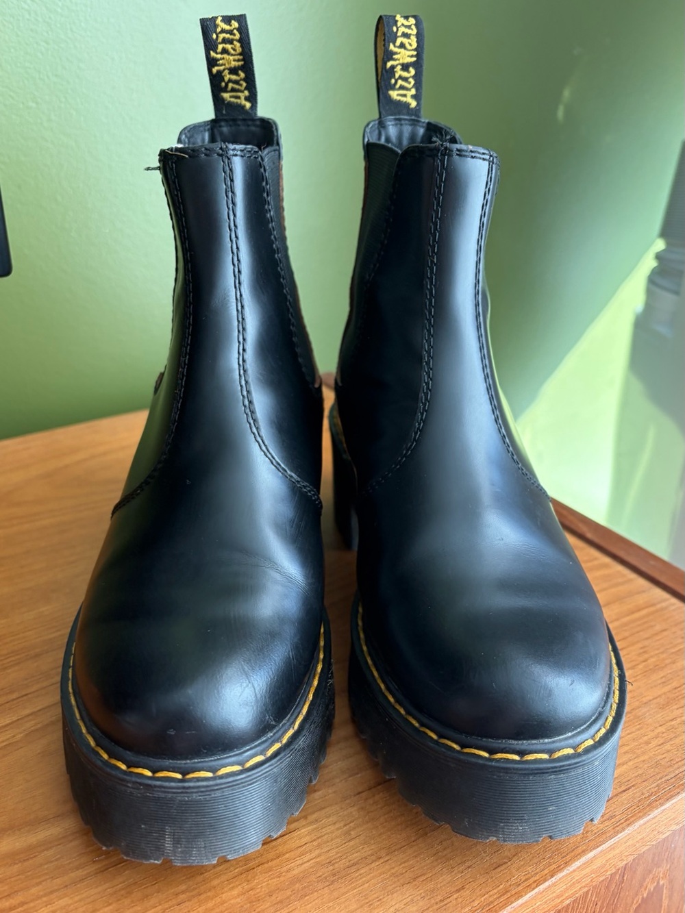 Dr Martens Rometty Chelsea Platform Stacked Heel Wyoming Leather Boots